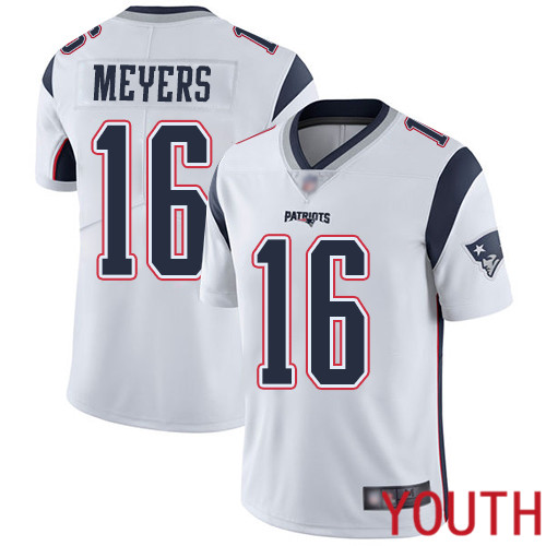 New England Patriots Football #16 Vapor Untouchable Limited White Youth Jakobi Meyers Road NFL Jersey